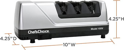 Chef’sChoice 15XV EdgeSelect Professional Electric Knife Sharpener with 100-Percent Diamond Abrasives and Precision Angle Guides for Straight Edge and Serrated Knives, 3-Stage, Gray - Image 6