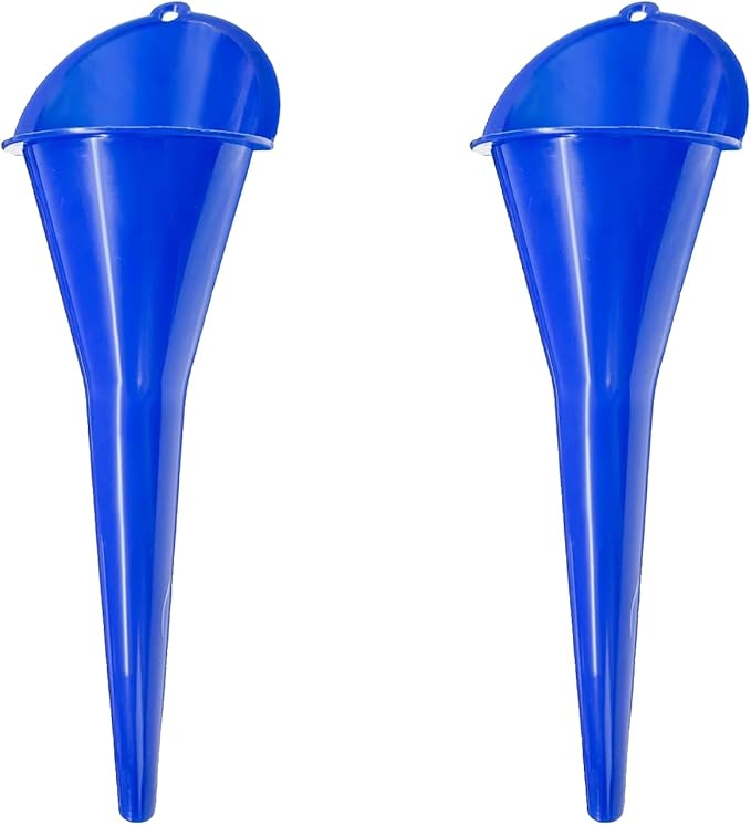 2 PCS Oil Funnel, Automotive Multi-Function Plastic Fuel Funnel with Long Neck, Universal Engine Oil Funnel for Filling Oils Gas Lubricants and Fluids, Car Accessories (2PCS-Blue)