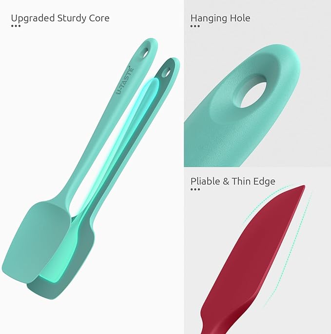 High Heat Resistant Silicone Spatula: U-Taste 600ºF Hot-Proof Food Grade Rubber Kitchen Baking Scraper, Flexible and Sturdy Cooking Utensil for Mixing Scraping in NonStick Cookware (4PCS, Multicolors) - Image 6