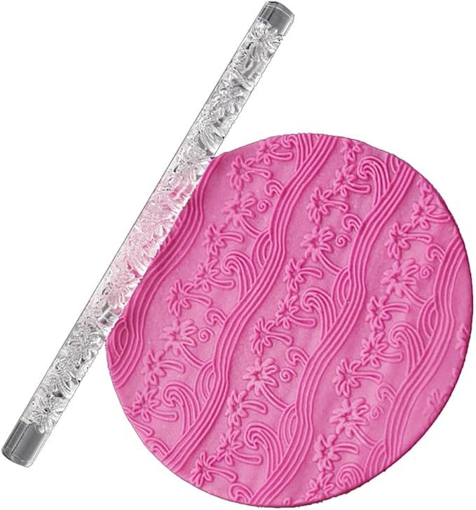Rengue Acrylic Rolling Pin with 28 Patterns, Compliant Material, Comfortable Grip, 16 X 1 Cm, Lightweight for Dough and Pastry Acrylic Rolling Pin with 28 Patterns, Nan Kitchen (#22)