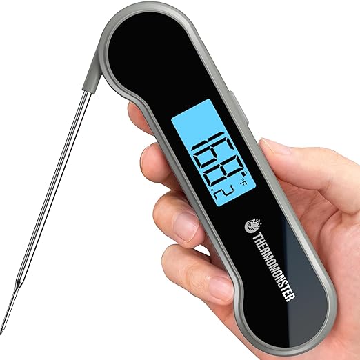 0.5 Sec Instant Read Meat Thermometer Digital with ±0.5℉ Precision, Food Thermometer for Cooking Kitchen Gadgets, Oven Grill Candy BBQ Essentials Accessories, Gifts for Him Dad Men Birthday, Grey by ThermoMonster