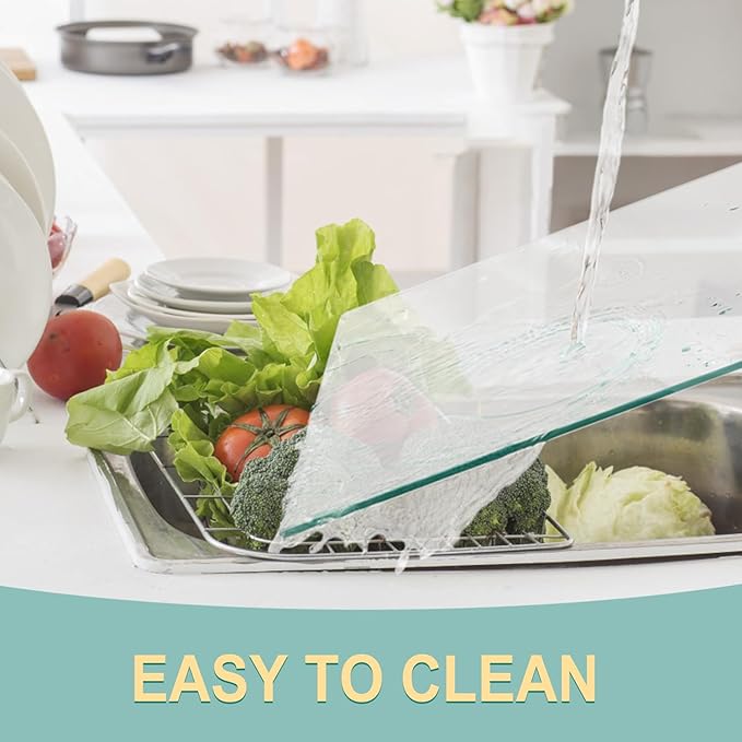 VASUHOME Tempered Glass Cutting Board for Kitchen (8x12"), Long Lasting Clear Glass Cutting Board for Countertop - Scratch, Heat, and Shatter Resistant - Easy to Clean