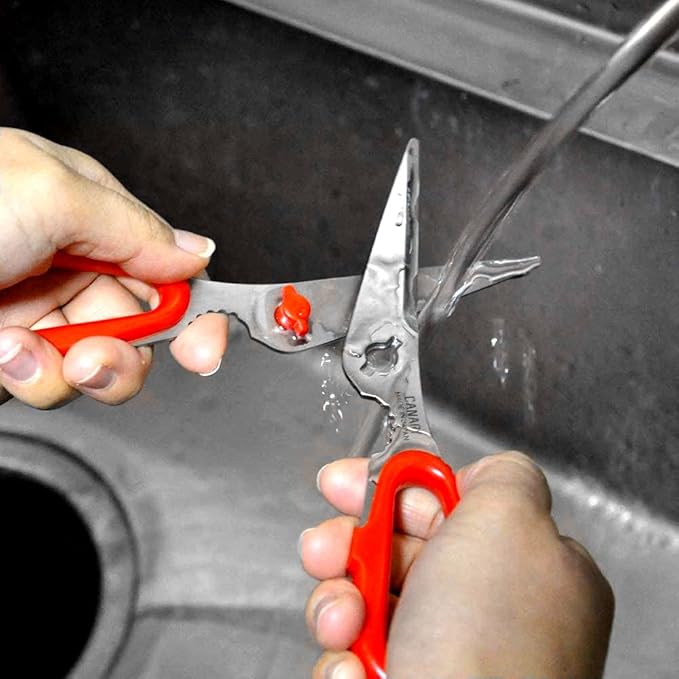 CANARY Japanese Food Scissors 6.8" Small Lightweight, Made in JAPAN, Dishwasher Safe Come Apart Blade, Easy Clean Kitchen Shears with Removable Blades, Rust Resistant Japanese Stainless Steel, Red - Image 3