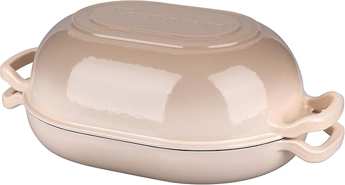 VORRINGARD Enameled Cast Iron Sourdough Bread Oven, Dutch Oven, Loaf Cast Iron Bread Pan for Homemade Bread Baking, Meatloaf Pan with Lid, 5QT, Latte - Image 8