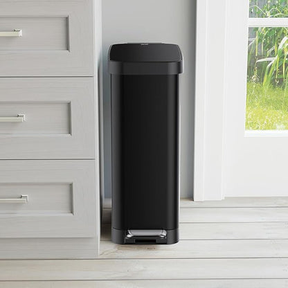 Glad Slim Trash Can with Clorox Odor Protection - Narrow Kitchen Garbage Bin with Soft Close Lid, Step On Foot Pedal and Waste Bag Roll Holder, Black, 12 Gallon/45 Liter - Image 5