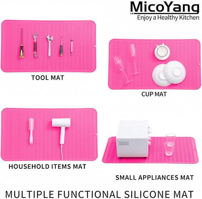 MicoYang Silicone Dish Drying Mat for Multiple Usage,Easy clean,Eco-friendly,Heat-resistant Silicone Mat for Kitchen Counter or Sink,Refrigerator or Drawer Liner Rose 4XL 32 inches x 18 inches - Image 4