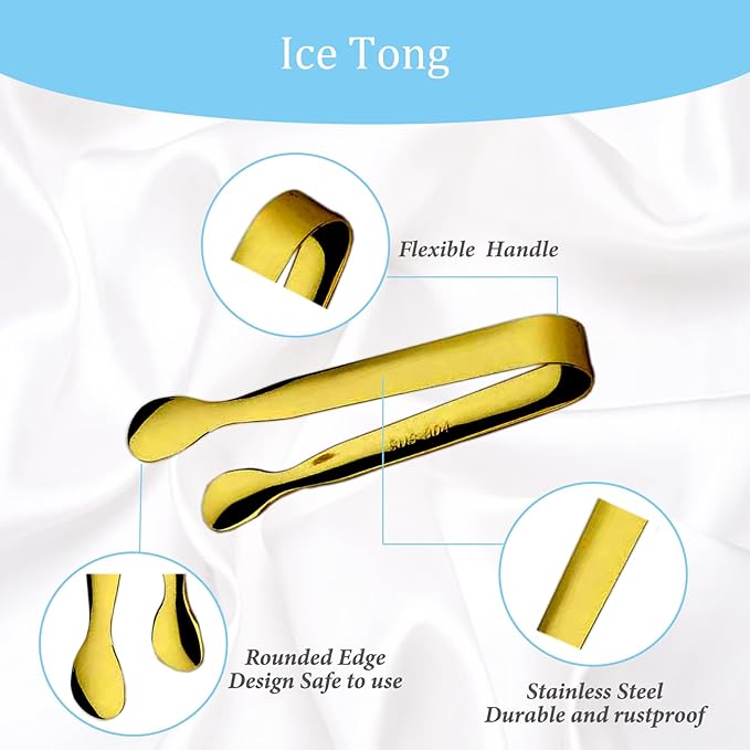 15PCS Mini Tongs for Serving, Metal Tong Stainless Steel Gold Tongs, 4.25Inch Small Sugar Tong, Kitchen Mini Serving Tongs for Appetizers, Ice, Charcuterie, Gold Utensil for Dessert Table, Tea Party - Image 3