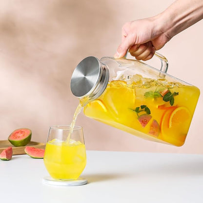 1 Gallon Square Glass Pitcher with Lid and Spout, Borosilicate Glass Carafe for Hot/Cold Drink, Water Pitchers with Handle for Fridge, Extra Large Jug for Iced Tea, Coffee, Juice, Beverage - Image 4