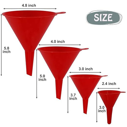 Plastic Oil Funnels for Automotive Use Set of 5, Large Flexible Fuel Funnel with Long Hose for Gas Transfer, Gasoline Funnels for Cars Boat Canning and Bottle - Image 3
