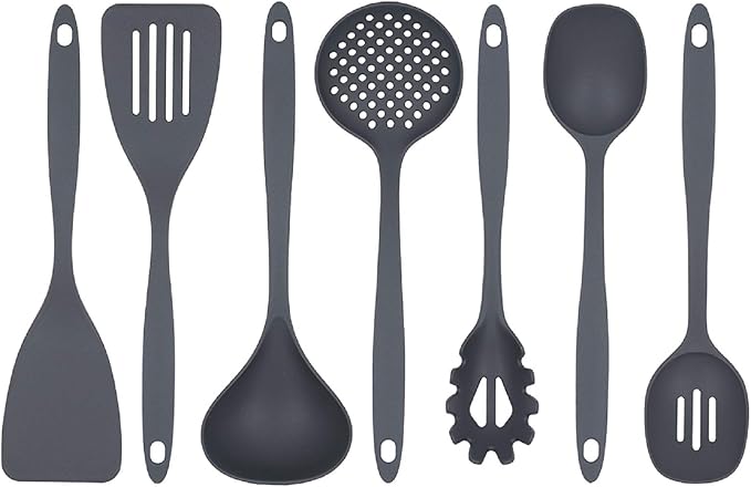 Glad Cooking Kitchen Utensils Set – 7 Pieces, Nylon Tools for Nonstick Cookware, Gray by GladTrashFoodStorage