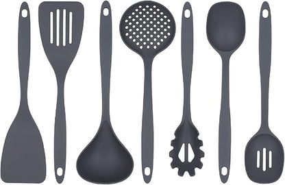 Glad Cooking Kitchen Utensils Set – 7 Pieces, Nylon Tools for Nonstick Cookware, Gray by GladTrashFoodStorage
