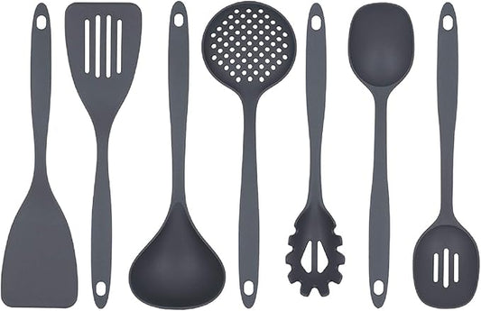 Glad Cooking Kitchen Utensils Set – 7 Pieces, Nylon Tools for Nonstick Cookware, Gray by GladTrashFoodStorage