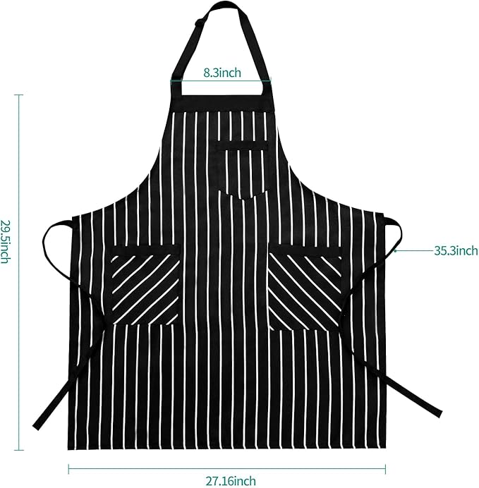 NLUS 2 Pack Kitchen Cooking Aprons, Adjustable Bib Soft Chef Apron with 3 Pockets for Men Women (Umber/Black) - Image 5