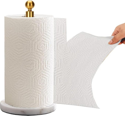 Gold Paper Towel Holder Countertop, with Weighted Marble Base for One-Handed Operation, No Wobbly (Marble Base, Gold) by Kalitro