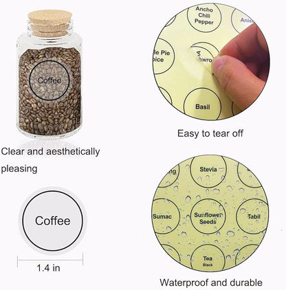Spice Labels, 432Pcs Spice Labels Stickers 1.4in Waterproof Adhesive Round Preprinted Spice with Blank Label Black Tear Resistant Sticker for Kitchen Jars Caps Food Containers Organizers - Image 2