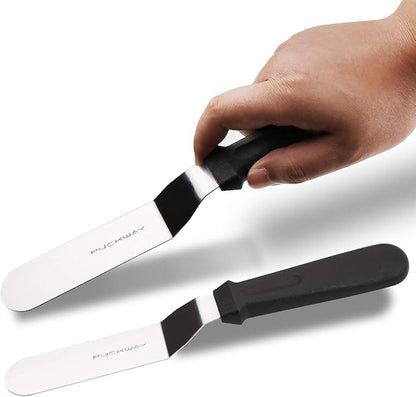 Offset Frosting Cake Knife set of 3 Black 6 8 & 10 Inch Angled Icing Spatula for Decorating - Image 5