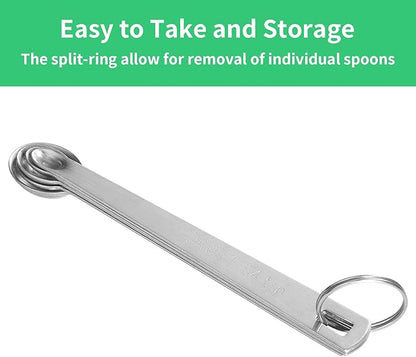 5PCS Small Measuring Spoons Set - Cuttte Stainless Steel Tiny Measuring Spoons for Cooking Baking, 1/4 1/8 1/16 1/32 1/64 tsp, Teaspoon Minispoon for Powders, Spices - Image 5