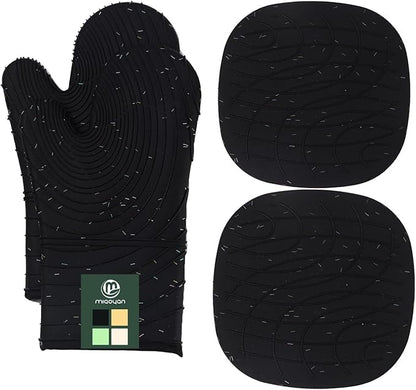 4 Pieces Oven and Pot Holders Mitts of Macaron Color Thickened Non-Slip Silicone Kitchen Gloves, Heat Resistant up to 500F, Essential for Kitchen Baking(makal-HEI) by M+MIAOYAN