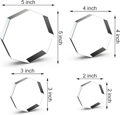 Octagon Cookie Cutter Set for Baking - 5 Inch, 4 Inch, 3 Inch, 2 Inch - Geometric Polygon Frame Plaque Cookie Cutters Shapes Molds - Stainless Steel