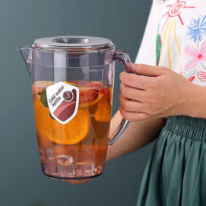 HOMQUEN Plastic Pitcher with 3 Cup, 60 Oz/1.8L Water Pitcher with Lid, Iced Tea Pitcher, Water Carafe, Jar Pitcher, Water Jug with Handle for Tea, Juices, Milk, Cold or Hot Beverages (Gray) - Image 4