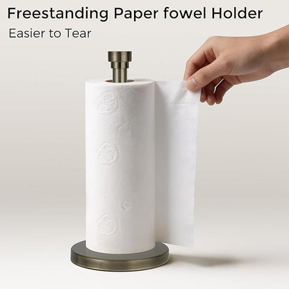 Antique Bronze Paper Towel Holder Countertop, Freestanding Paper Towel Stand with Weighted Non-Slip Base, Easy Assembly, Unique Decorative End Cap for Kitchen and Bathroom - Image 7