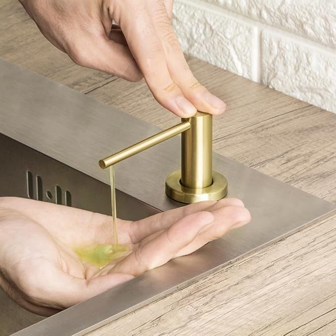 Kitchen Sink Soap Dispenser Champagne Gold Stainless Steel GAPPO Countertop Pump Hand Lotion Built in Bottle - Image 3