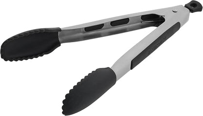 Farberware Silicone-Tipped Locking Kitchen Tongs – Heat Resistant, Nonstick Safe, Ergonomic Handle, Scalloped Tips, Durable and Dishwasher Safe, 9 Inch by Farberware