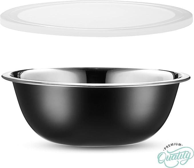WHYSKO Stainless Steel Mixing Bowl Set, 10 Piece Stainless Steel Mixing Bowls with Lids Set for Food Prep Storage and Serving, Dishwasher Safe for Kitchen Baking Cooking, Black - Image 7