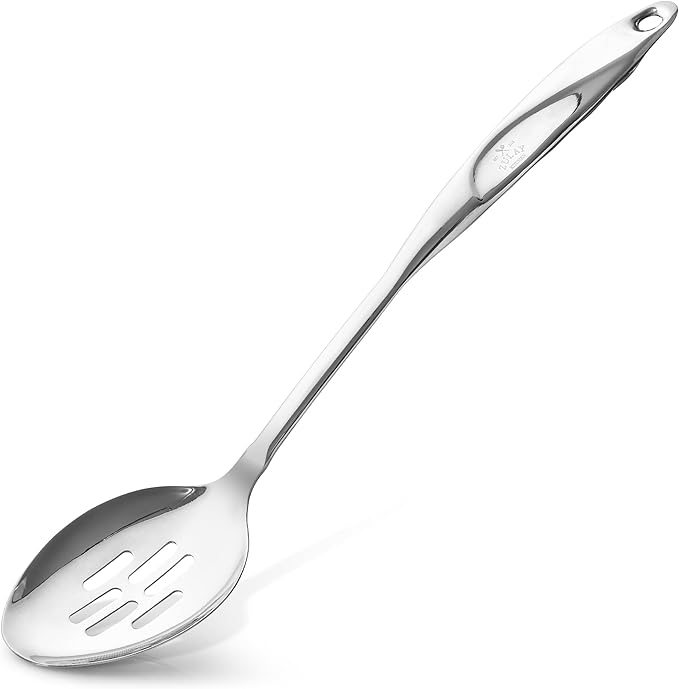 Zulay Kitchen Stainless Steel Slotted Spoon - 15” Large Cooking & Serving Spoon with Ergonomic Handle - Durable, Rust-Proof, Heat-Resistant & Dishwasher Safe Kitchen Utensil for Cooking and Buffets by ZulayKitchen