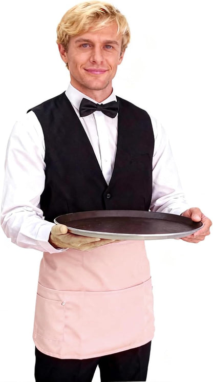 TiwerlfeServer Waist Aprons with 5 Pockets - 11.5 Inch Waterdrop & Oil Resistant Waitress Waiter Half Apron