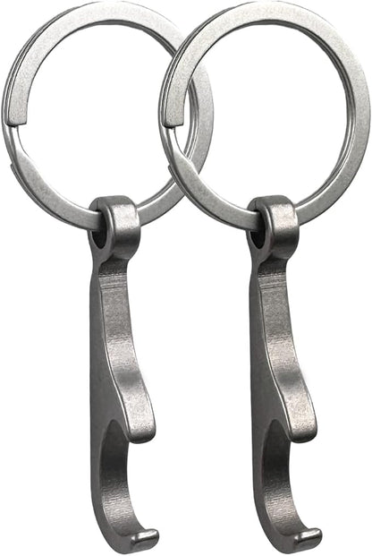 Titanium Bottle Opener, Small Keychain Beer Bottle Opener Can Opener with Stainless Steel Key Ring(2 Packs)