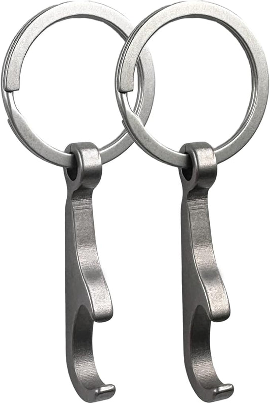 Titanium Bottle Opener, Small Keychain Beer Bottle Opener Can Opener with Stainless Steel Key Ring(2 Packs)