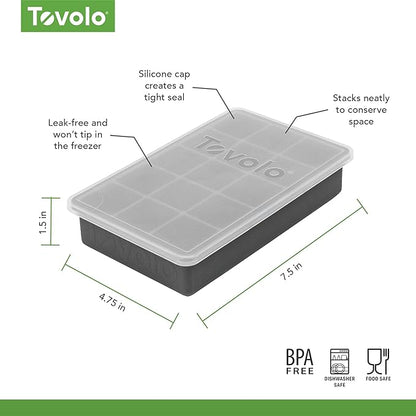 Tovolo Silicone Ice Cube Tray with Lid for Freezer Charcoal Gray, Dishwasher Safe BPA Free Silicone Ice Cube Mold Tray with Cover, Easy Release 1 Inch Ice Cube for Coffee Cocktails Bourbon Whiskey - Image 3