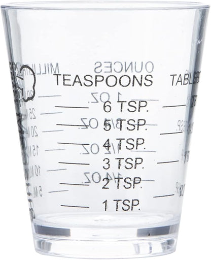 Chef Craft Classic Plastic Shot Glass Measurer, 1 ounce teaspoon/tablespoon, Clear