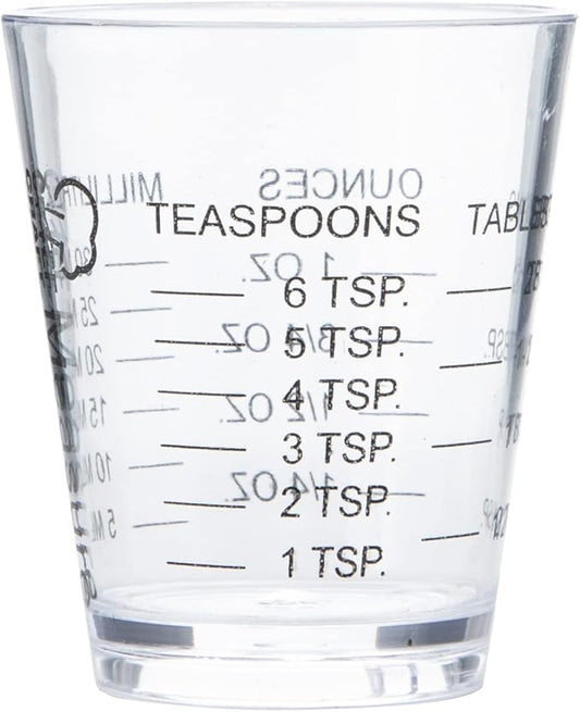 Chef Craft Classic Plastic Shot Glass Measurer, 1 ounce teaspoon/tablespoon, Clear