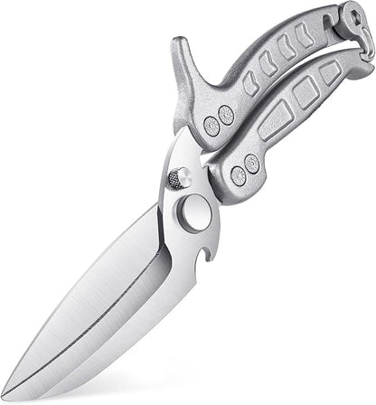 DRAGON RIOT Heavy Duty Poultry Shears - A Must Have Kitchen Shears for Chicken and Meat Cutting - Dishwasher Safe and Stainless Food Kitchen Scissors for Thanksgiving(Silver)