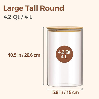 ComSaf 2Pcs Large Glass Storage Containers with Lids 4Qt, 1 Gallon Wide Mouth Flour Sugar Storage Containers, Large Capacity and Sealed for Rice, Cereal, Oat, Easy Clean and Scoop, Pantry Organization - Image 2