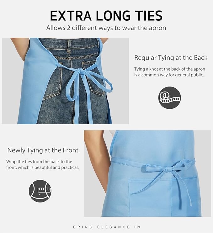 Syntus Apron for Men Women, Adjustable Cooking Kitchen Chef Aprons with 2 Pockets, Cotton/Polycotton/Polyester - Image 5