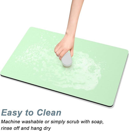 Rnivvi Coffee Mat, 16" x 24" Coffee Bar Mats for Espresso Machine Station Accessories and Organizer, Hide Stain Rubber Backed Absorbent Dish Drying Pad for Kitchen Counter, Cute Bar Decor Pad, Green - Image 5