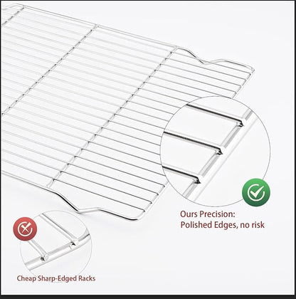 2-Pack Cooling Racks for Baking, 10x15 Inch Heavy Duty Stainless Steel Wire Cookie Rack Fits Half Sheet Pan, Oven Safe Cooling Rack Set, Dishwasher Safe & Non-Toxic - Image 4