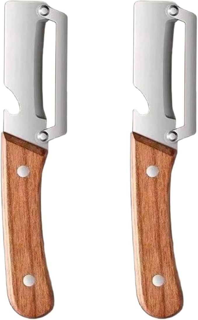 Zero Snag Wooden Peeler, 2-in-1 Multifunctional vegetable peeler, Stainless Steel Sharp Blades with Bottle Opener (2PCS)