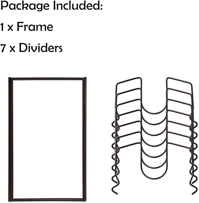 Toplife Pot Lids Organizer Rack for Cabinet and Countertop, 7+ Pan Lids and Bakeware Organizer Rack Holder with 7 Adjustable Compartments - Brown - Image 5