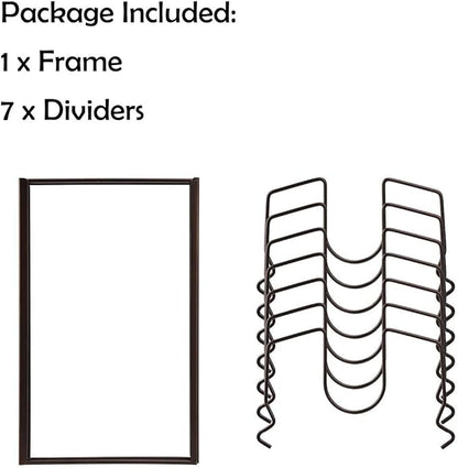 Toplife Pot Lids Organizer Rack for Cabinet and Countertop, 7+ Pan Lids and Bakeware Organizer Rack Holder with 7 Adjustable Compartments - Brown - Image 5
