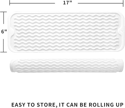 MicoYang Silicone Dish Drying Mat for Multiple Usage,Easy clean,Eco-friendly,Heat-resistant Silicone Mat for Kitchen Counter,Sink,Bar,Bottle,or Cup White M 17 inches x 6 inches - Image 2