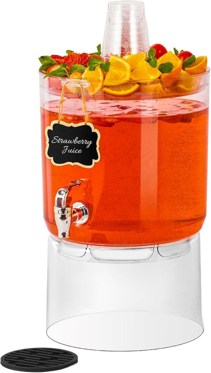 2 Gallon Beverage Dispenser for Parties, BPA-Free Drink Dispenser with No Drip Spigot, Juice Dispensers with Stand, Transparent Plastic Water Dispenser Countertop for Punch, and Drink Fountains by MiraFureBrand