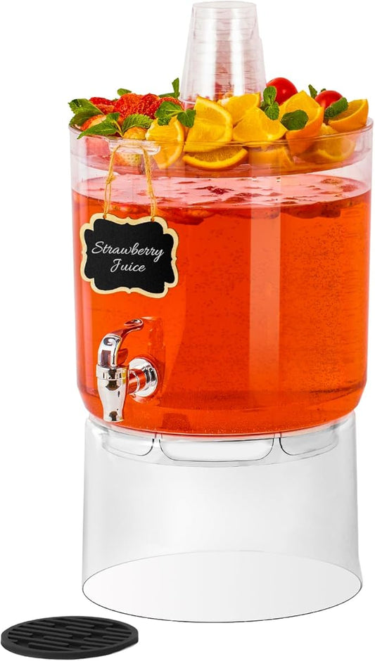 2 Gallon Beverage Dispenser for Parties, BPA-Free Drink Dispenser with No Drip Spigot, Juice Dispensers with Stand, Transparent Plastic Water Dispenser Countertop for Punch, and Drink Fountains by MiraFureBrand
