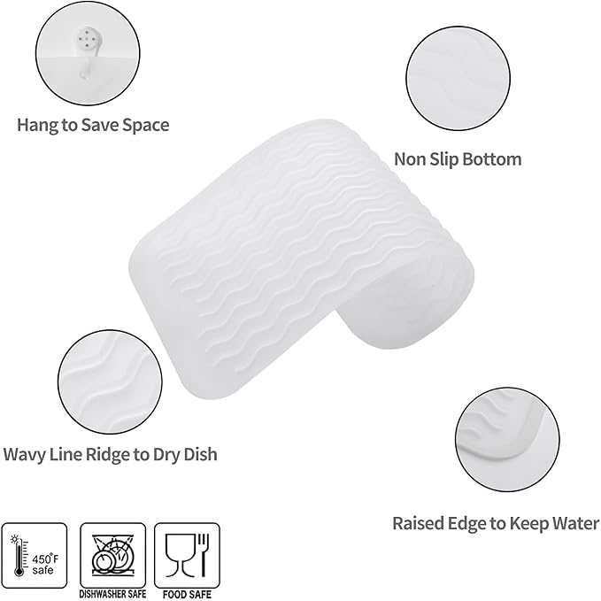 MicoYang Silicone Dish Drying Mat for Multiple Usage,Easy clean,Eco-friendly,Heat-resistant Silicone Mat for Kitchen Counter or Sink,Refrigerator or Drawer Liner Translucent S 12 inches x 6 inches - Image 3