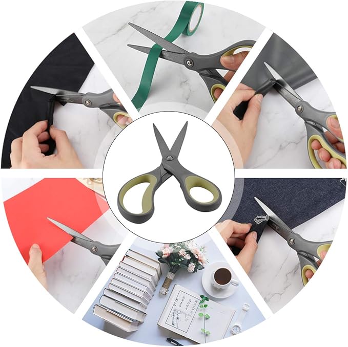 LIVINGO 2 Pack 8" Titanium Non-Stick Scissors, Professional Stainless Steel Comfort Grip, All-Purpose, Straight Office Craft Scissors for Tape, Paper, Cardboard(Green/Yellow) - Image 6