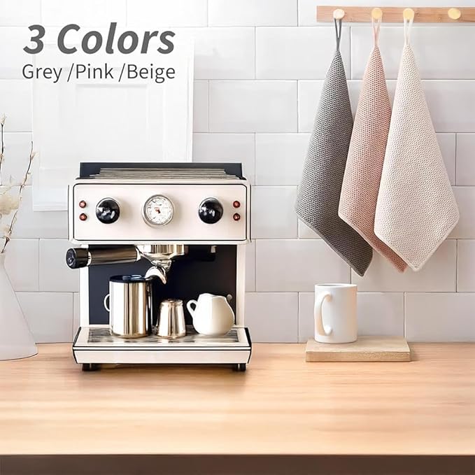 Barista Towel 6 Pack, Extra Thick Microfiber Coffee Cleaning Cloths, Espresso Machine Accessories for Coffee Bar, Steam Wand, Countertop, Milk Frother, 12”x12” - Image 3