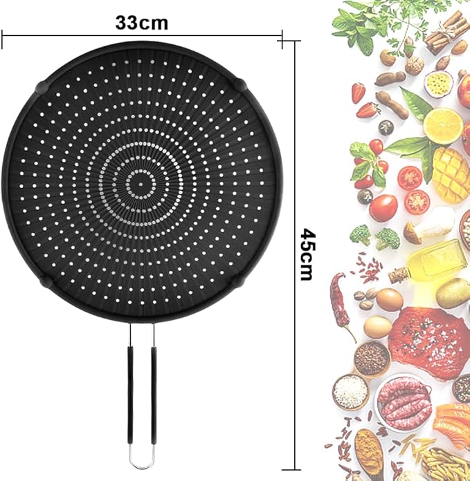 Splatter Screen for Frying Pan, Grease Splatter Guard, Heat-Resistant Splatter Guards for Frying, Silicone Splatter Guard for Everyday Cooking, Dishwasher Safe （16in×12in×0.5in） - Image 2